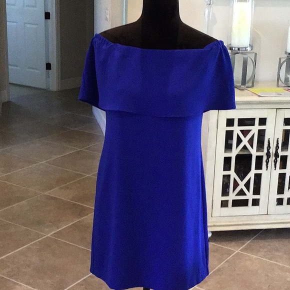 Charles Henry off shoulder back zip dress, royal blue, size SP - Picture 1 of 8